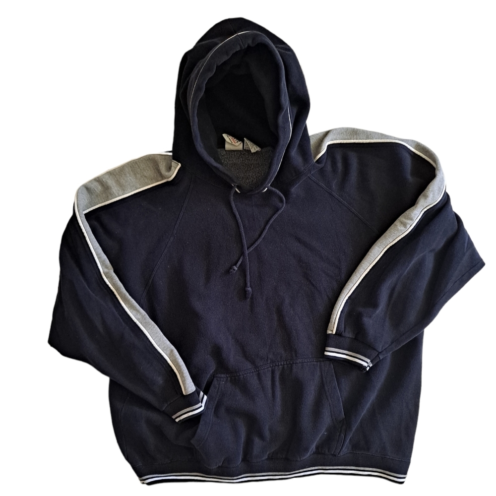 VINTAGE CLUB ATHLETE blue and white oversized hood pull over sweatshirt